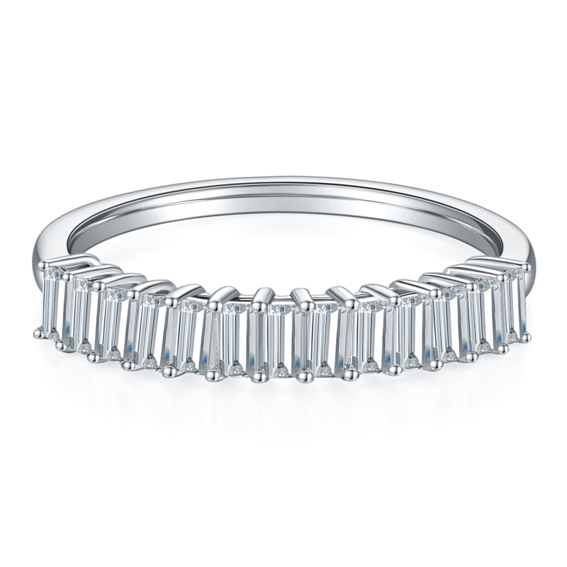 Rectangular S925 silver plated platinum moissanite diamond women's ring 1.0 carat D-grade